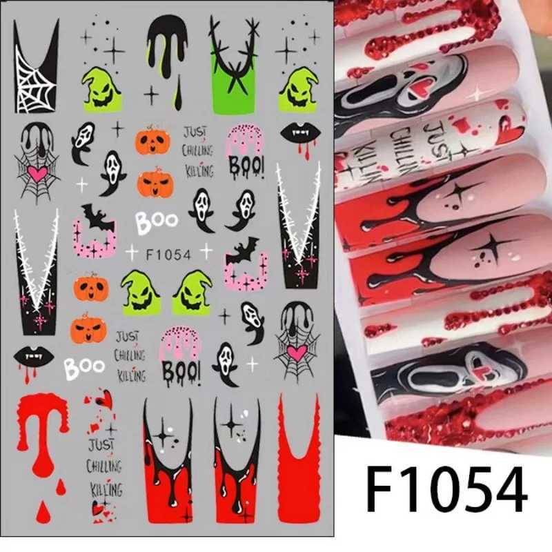 2024 New Halloween Nail Stickers Kawaii Cartoon Cat Nail Supplies Nail Decal Y2K Skull Bat Pumpkin Stickers For Nails DecorationXJ240814