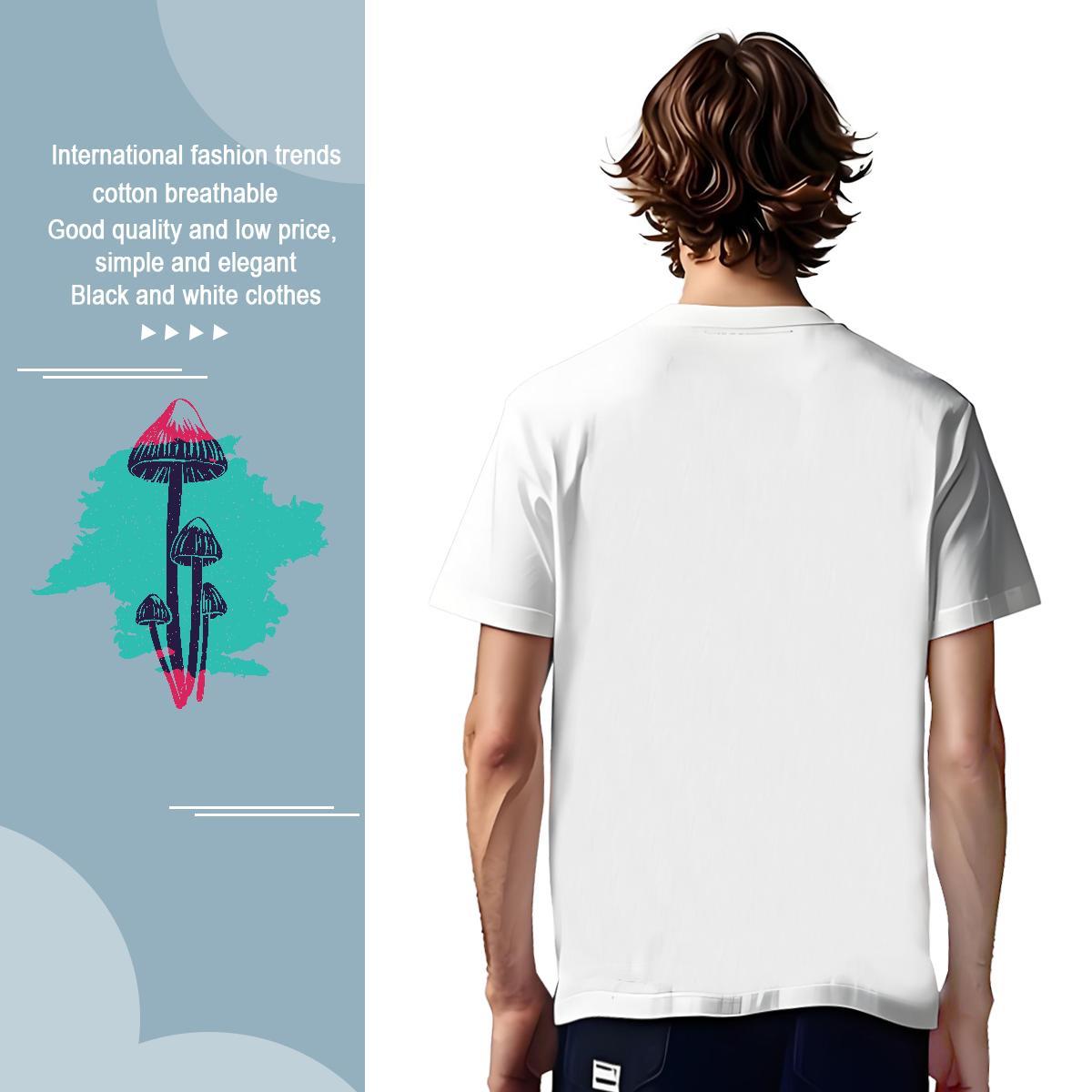 Man T Shirts 230g 100% Cotton mushroom Casual Round Neck Short Sleeve Customized Print Men Tops Tees Fashion Loose Wear