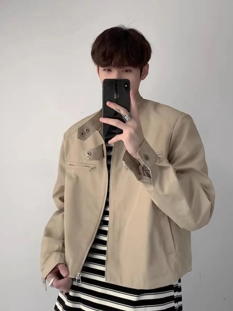 Hip Hop Y2k American Retro Cargo Bomber Jacket Spring Autumn Thin Coat Cropped Casual Solid Outerwear Streetwear 240809