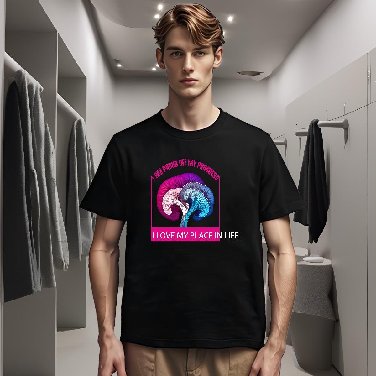 T Shirts Men 230g Pure Cotton mushroom Daily Outfit Round Neck Short Sleeve Black White Tshirts Stylist Classic Wear