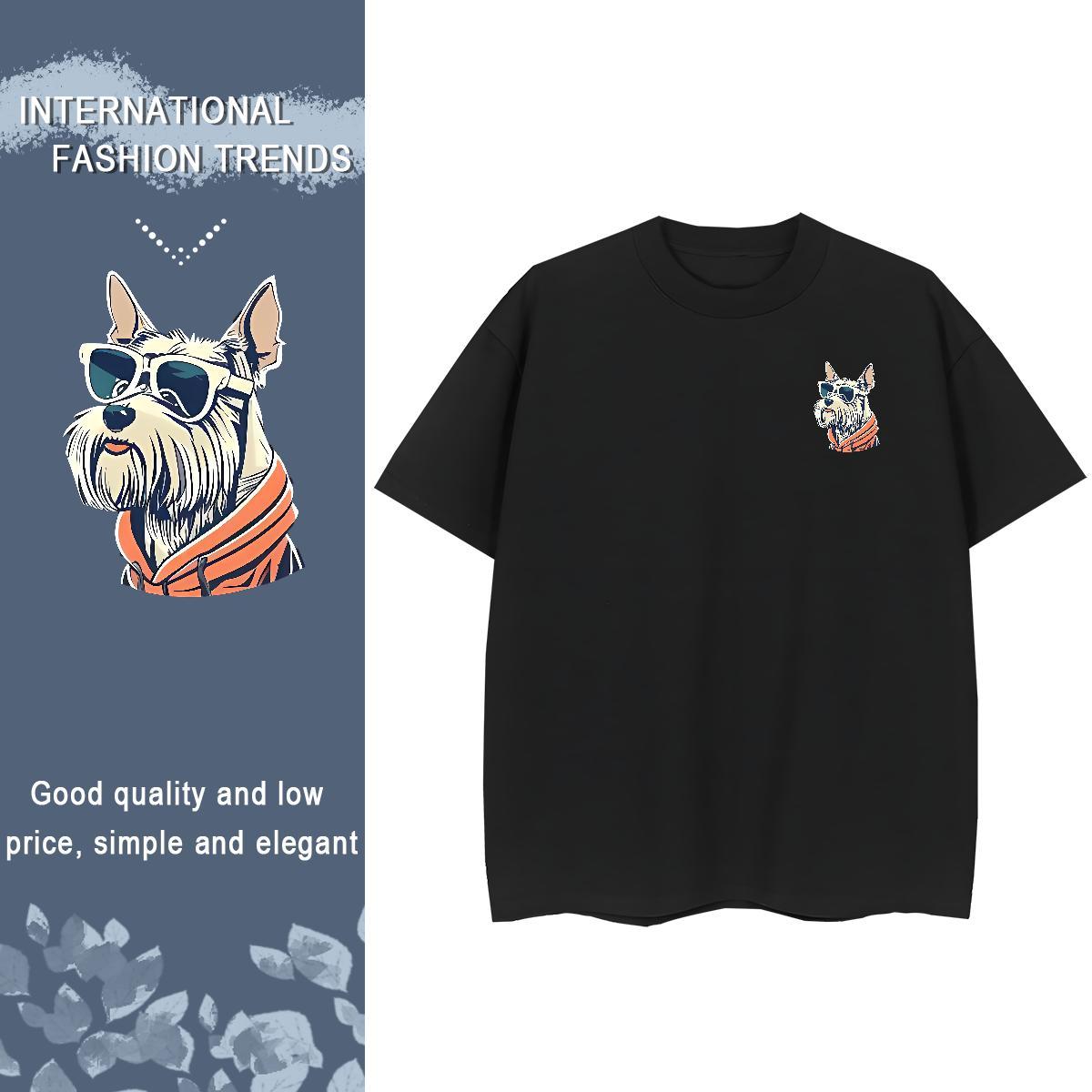 T shirt 230g Pure Cotton dog Street Wear Breathable Crew Neck Oversized 4XL Men Tops Tees 2024 Soft Clothings