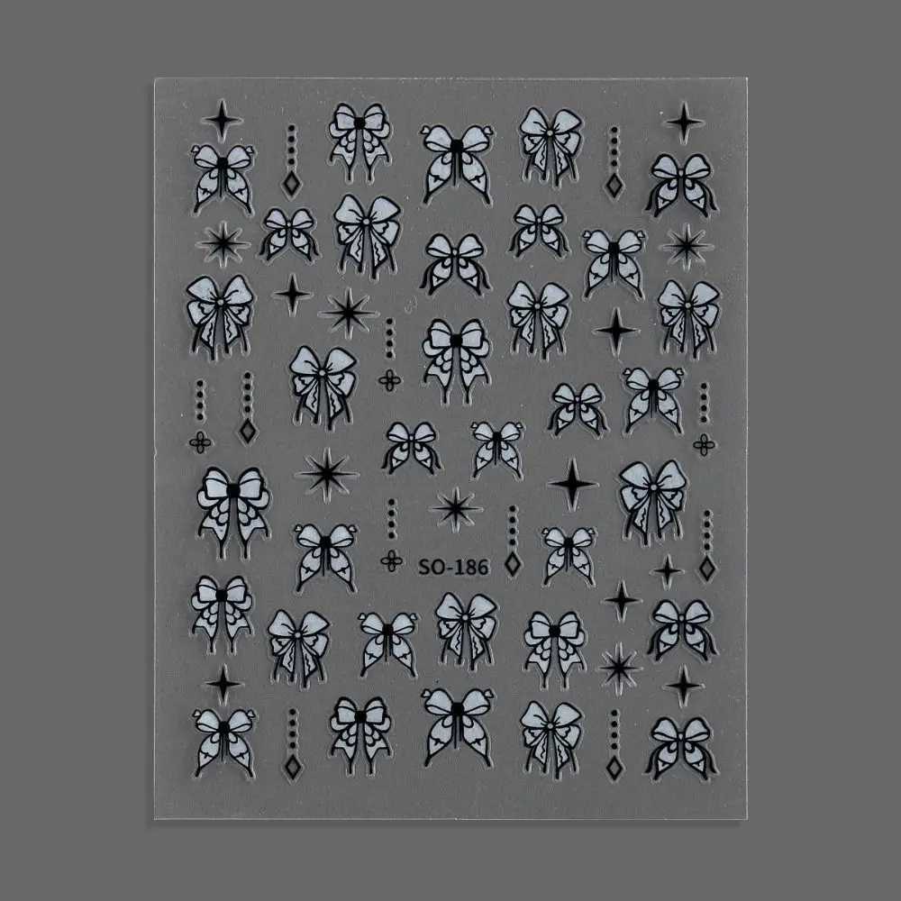 Black White Flower Nail Art Stickers 3D Charm Simple Floral Petal Nail Decoration Adhesive Slider Decals DIY Manicure DecorXJ240814