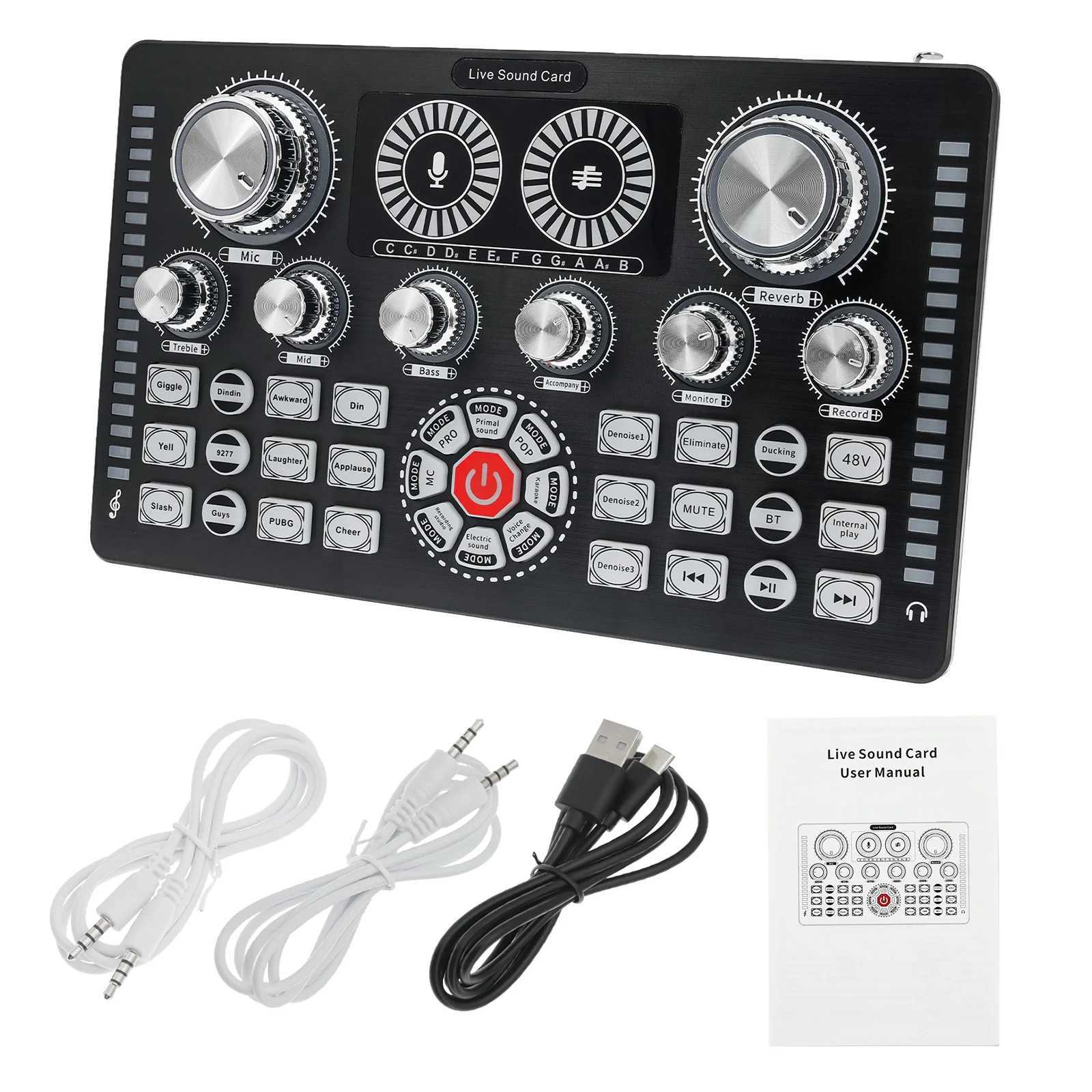 Live Studio Record Sound Card Bluetooth Compatible Microphone Mixer Voice Converter for Live Audio Mixer Podcast Karaoke B240815