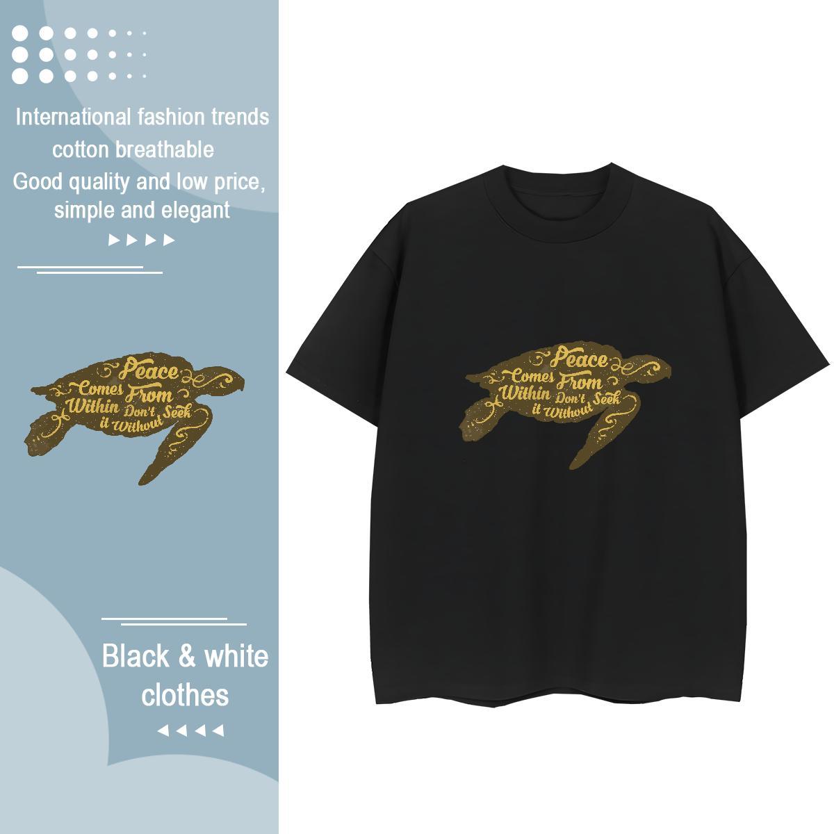 Unisex T-Shirts for Men tortoise Breathable Short Sleeve Anime Printing Street Oversized 4XL 230g Cotton Men Tees Wholesale Tees Shirts