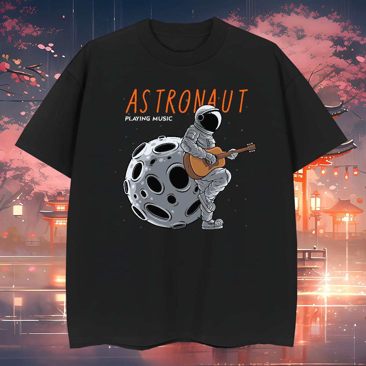 T Shirts Men 230g Cotton universe Beach Round Neck Short Sleeve Black Oversized Men Tshirts DIY Brand Wear
