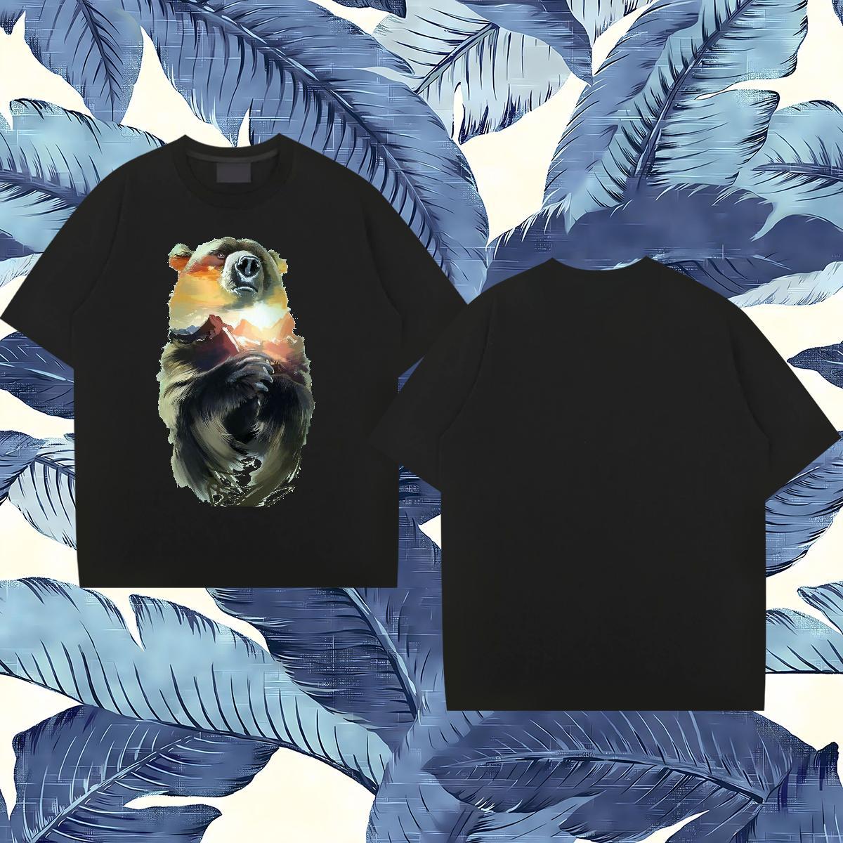 Classic T-Shirts bear Breathable Soft Beach Custom Big Size 100% Cotton 230g Tshirts Fashion Design Top Tees