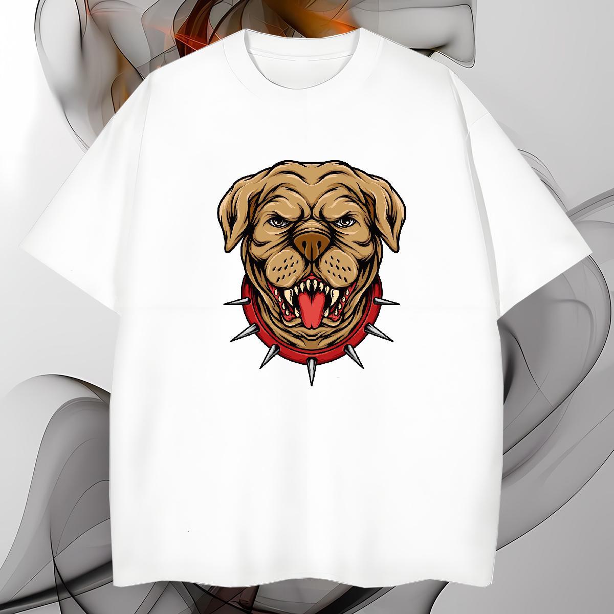 Loose Fit T Shirts Men dog Breathable Crew Neck Summer Casual DIY Printed 100% Cotton 230g Men Tops Tees DIY Customized Wear