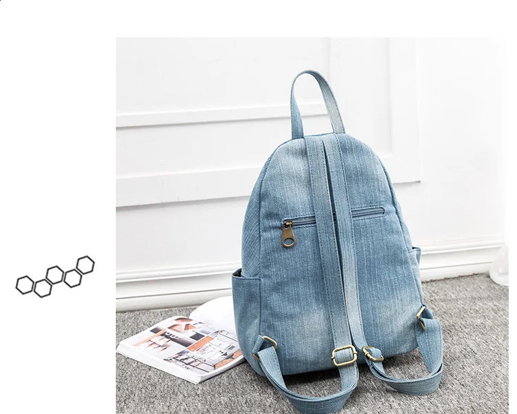 Blue Denim Canvas Women Backpack Big Capacity High Quality female School Bag Casual Jeans Travel shoulder Bag Rucksack Mochila 240813