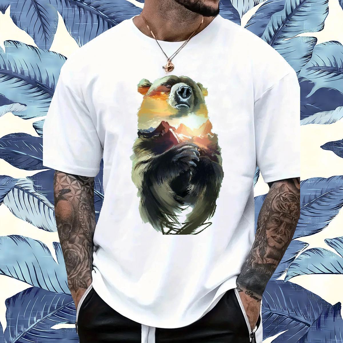 Classic T-Shirts bear Breathable Soft Beach Custom Big Size 100% Cotton 230g Tshirts Fashion Design Top Tees