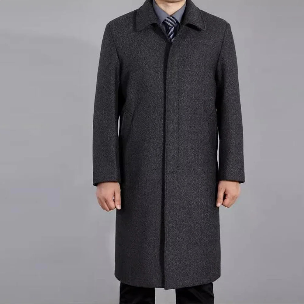 Abrigos Invierno Hombre Autumn and Winter Boutique Woolen Black Gray Classic Solid Color Thick Warm Mens Long Wool Coats 240814