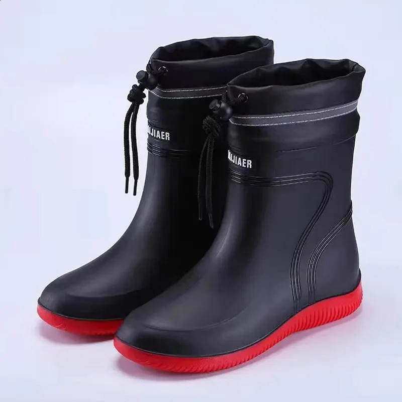 Mens mid pipe waterproof boots fashionable construction site anti slip rubber shoes summer fishing girls waterproof mens waterproof boots 240821