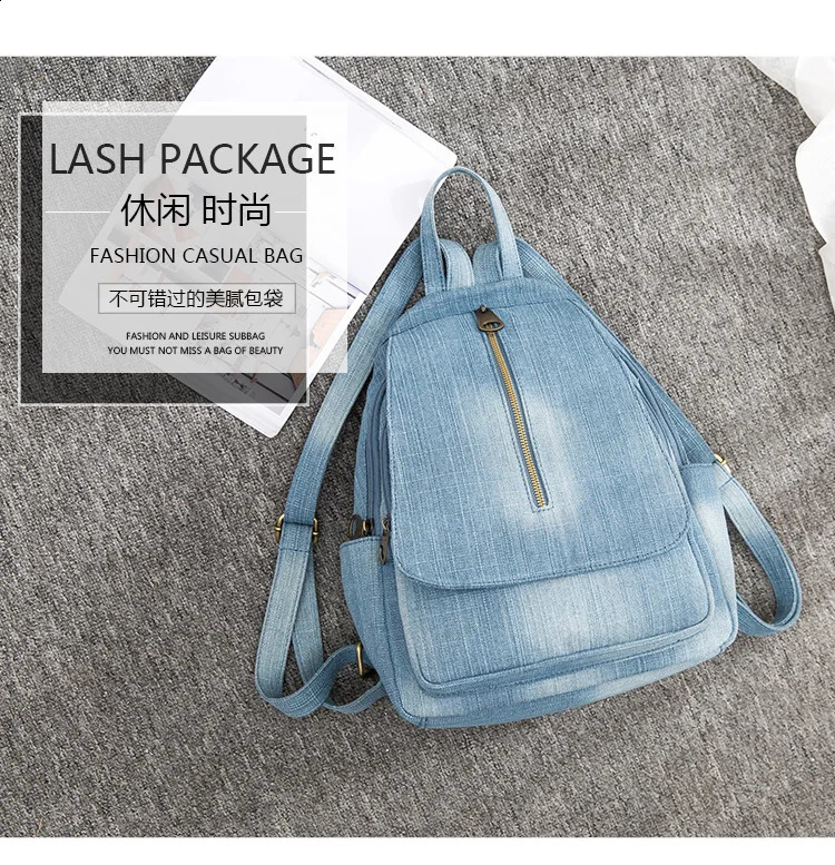 Blue Denim Canvas Women Backpack Big Capacity High Quality female School Bag Casual Jeans Travel shoulder Bag Rucksack Mochila 240813