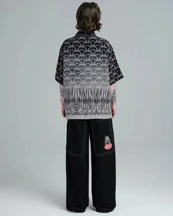 JNCO Big Rig Embroidery Baggy Black Jeans for Men Women Vintage Streetwear Big Pockets Straight Wide Leg Denim Pants Y2k 240815