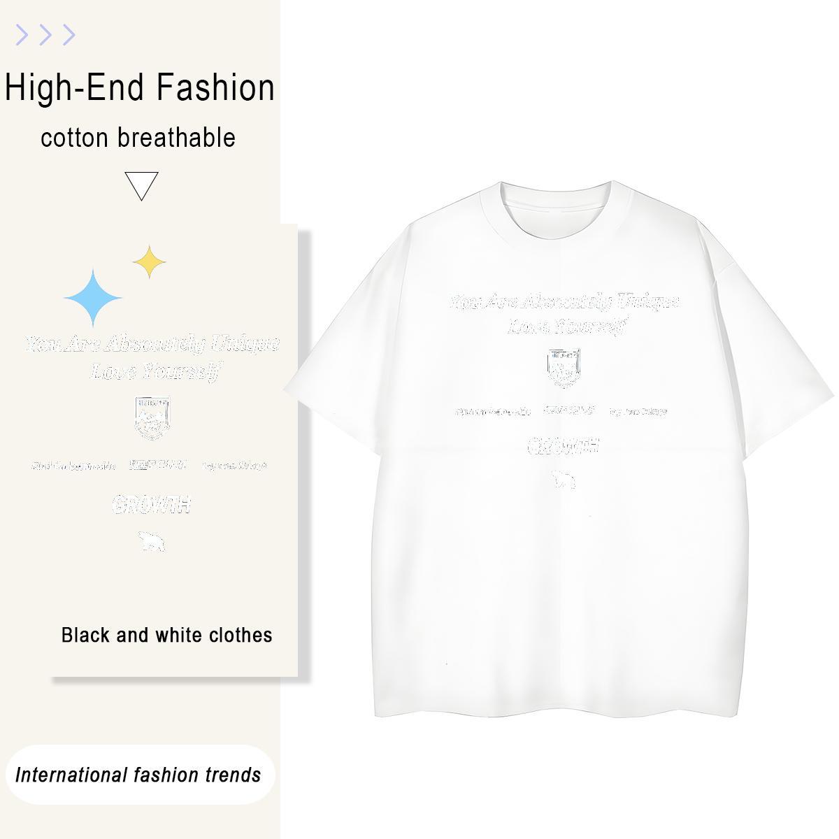 Loose Men Clothes T-Shirt Casual 230g Pure Cotton Plus Size Cartoon Round Neck Short Sleeve letter Men T Shirts Casual New Wear