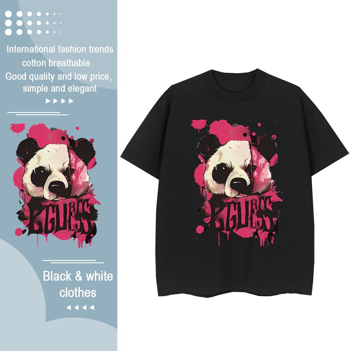 Free Shipping Man T Shirts panda Breathable Crew Neck High Street Hip Hop Custom Anime 230g 100% Cotton Men Tees DIY Customized Clothings