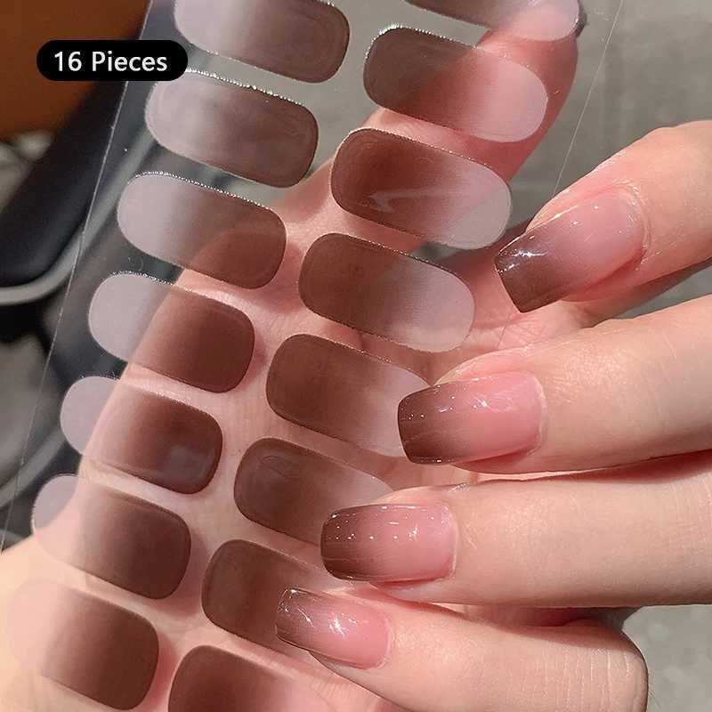 12/14/16Tip Baking-free Nail Sticker Nail Art Stickers Self-Adhesive Simple Full Nail Wraps DIY Nail Art MakingXJ240814