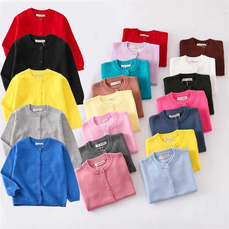 Autumn and spring childrens cardigans baby cotton knitted sweaters summer air-conditioned shirts boys and girls solid color casual jackets W240807