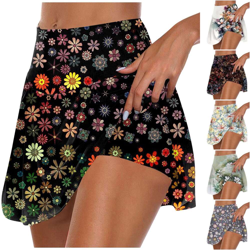 Athletic Women'S Stretchy Pleated Tennis Skirts Run Yoga Inner Shorts Elastic Sports Golf Skorts Vestidos Para Ropa Mujer
