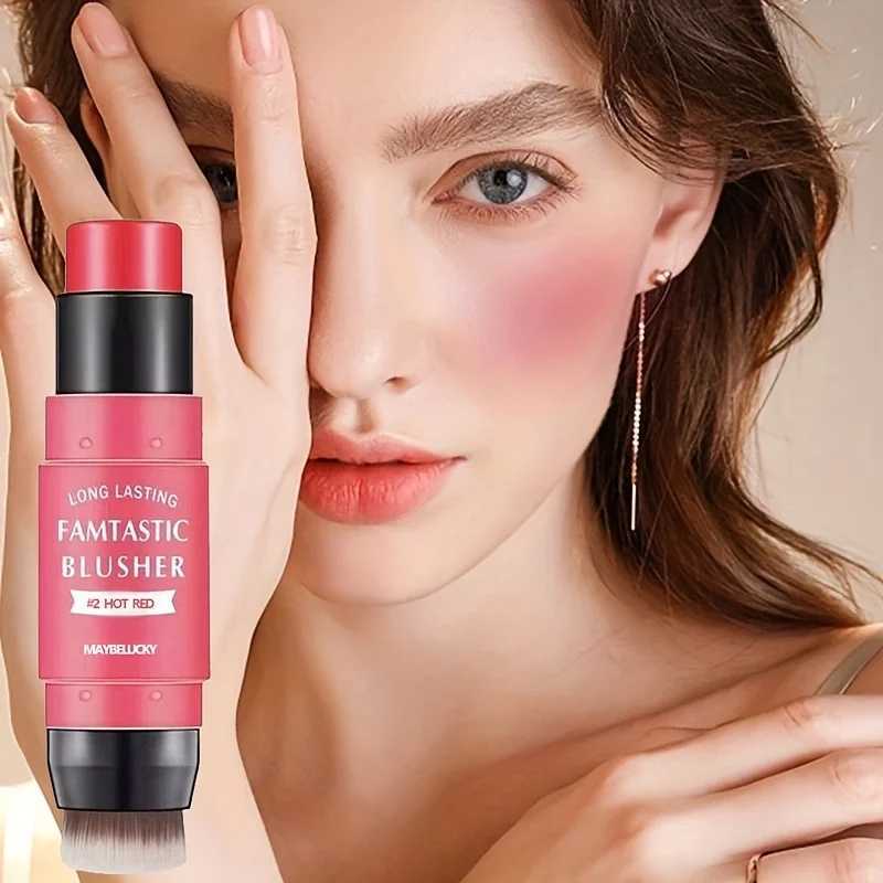 Blush Stick With Brush Makeup Cream Blusher Contour Face Cosmetics Gel Smooth Gentle Blendable Waterproof Facial Makeup Y240815