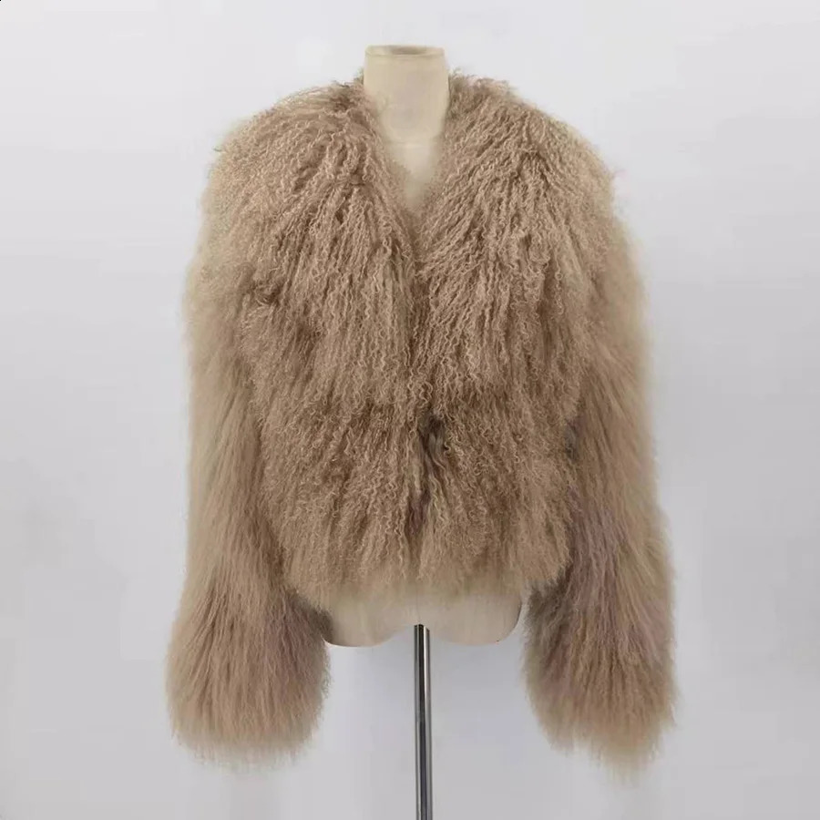Arrival Women Mongolian fur Winter Coat High Quality Fashion Jacket Thick Fur 250703