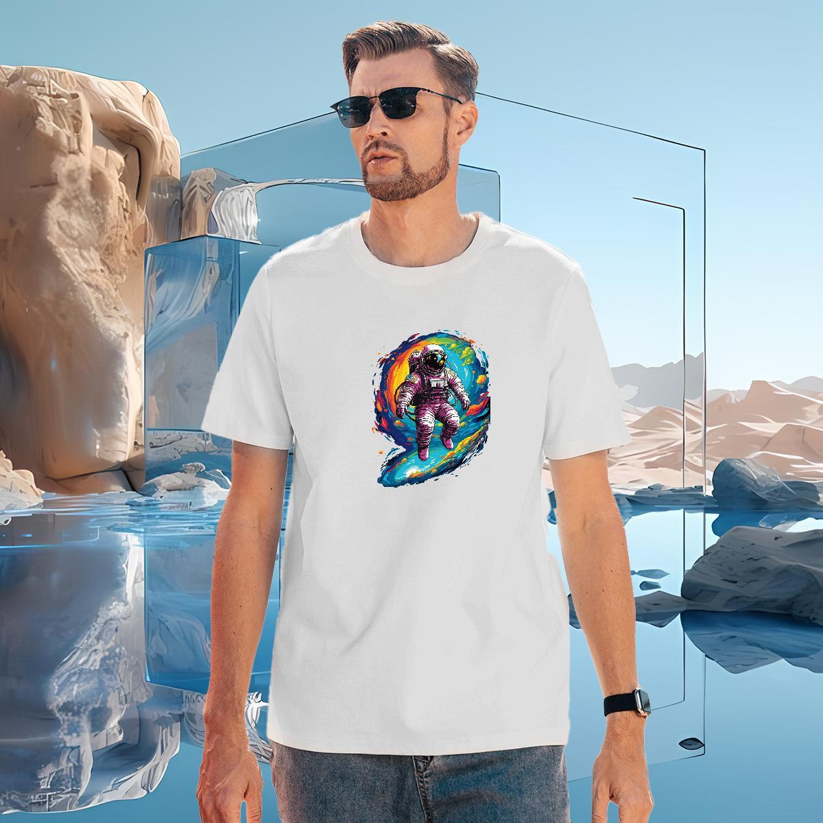 Men T Shirts 230g Cotton universe Street Wear Round Neck Short Sleeve Black White Tshirt for Man Woman 2024 Summer Popular Tops Tees