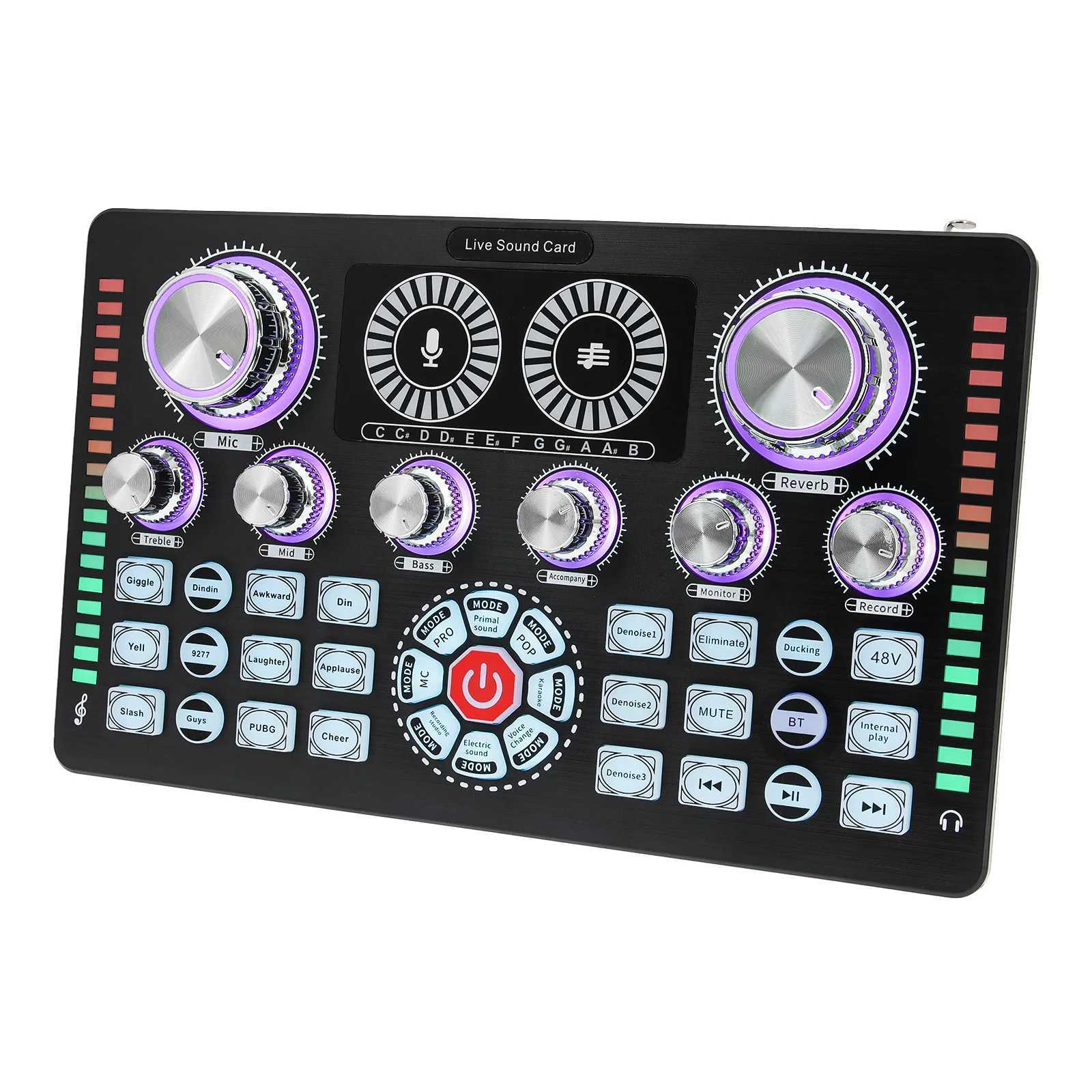 Live Studio Record Sound Card Bluetooth Compatible Microphone Mixer Voice Converter for Live Audio Mixer Podcast Karaoke B240815
