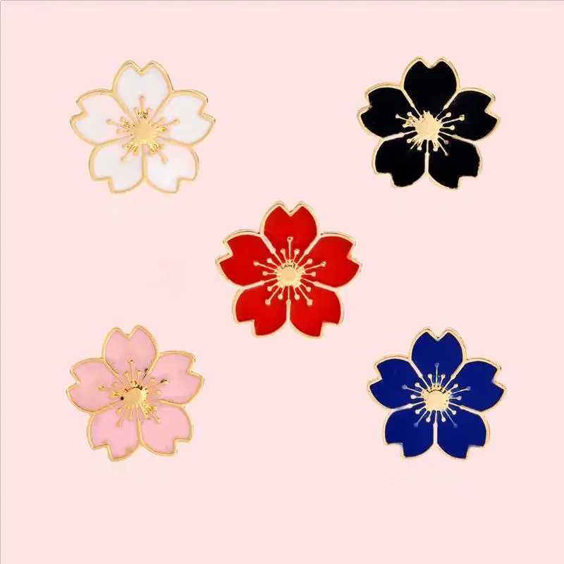 Black white red custom enamel cherry chest flower Versatile fashion clothing hat decorative alloy badge gift wholesale W240815