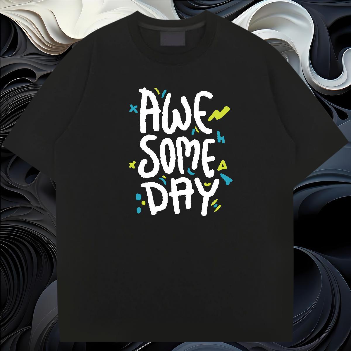 Soft letter T-Shirts Hip Hop Men Clothes T-Shirt 230g Pure Cotton DIY Breathable Soft Plus Size Cartoon Tops Shirt