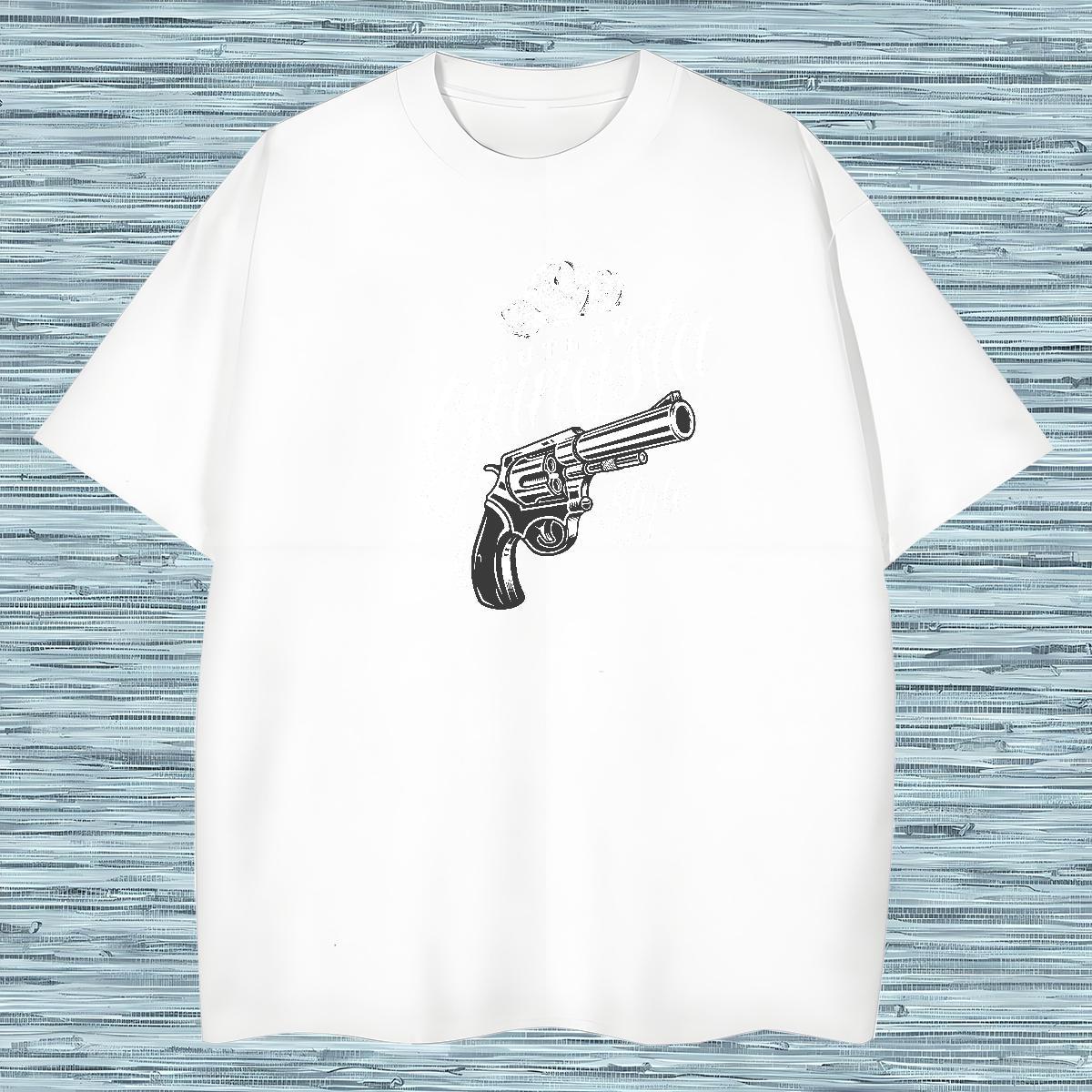 TOP Quality T Shirt For Man gun Breathable Crew Neck Daily Wear Cartoon Print 100% Cotton 230g Tshirts Classic Clothes