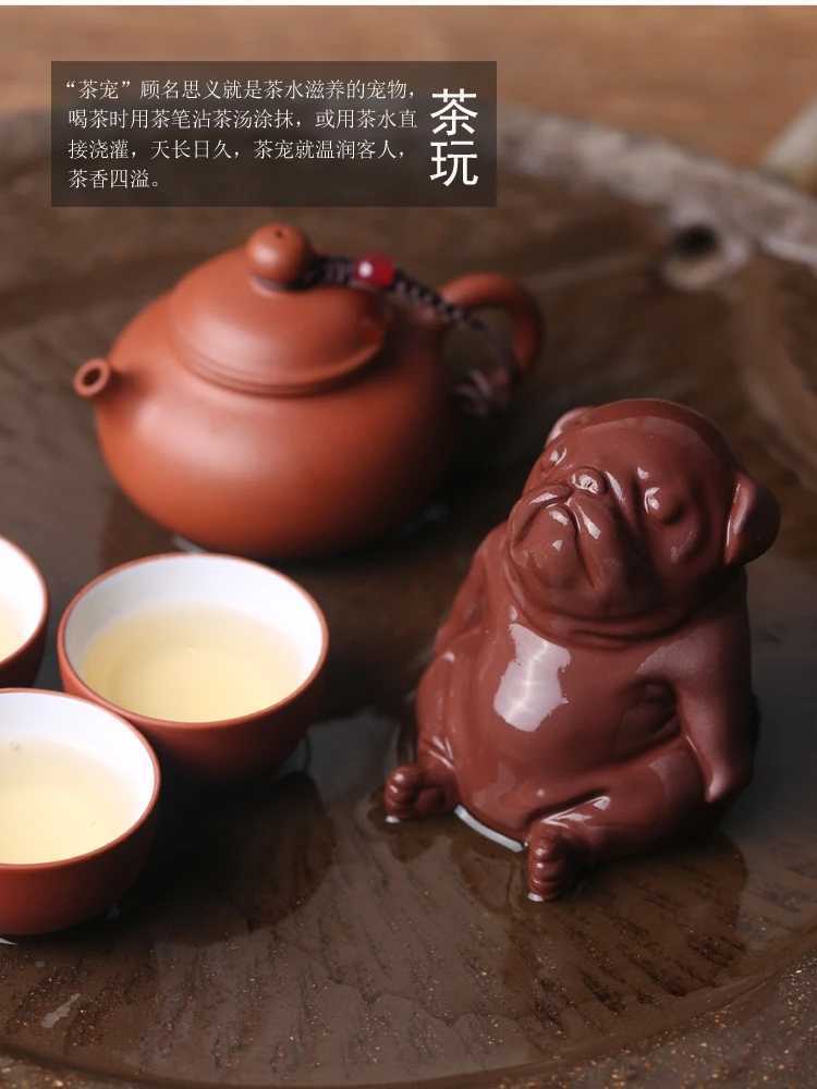 Angry Pug Tea Pet Cute Dog Tea Spirit Figurines Tea Ceremony Utensils Chinese Room Decoration Accessories Zen AnimalXJ240814