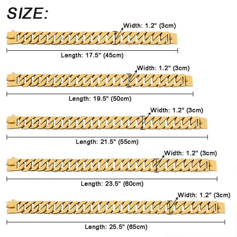 32Mm Wide Strong Metal Dog Chain Collars Stainless Steel Dog Choker Pitbull Gold Dog Necklace For Large Dogs Zozostore