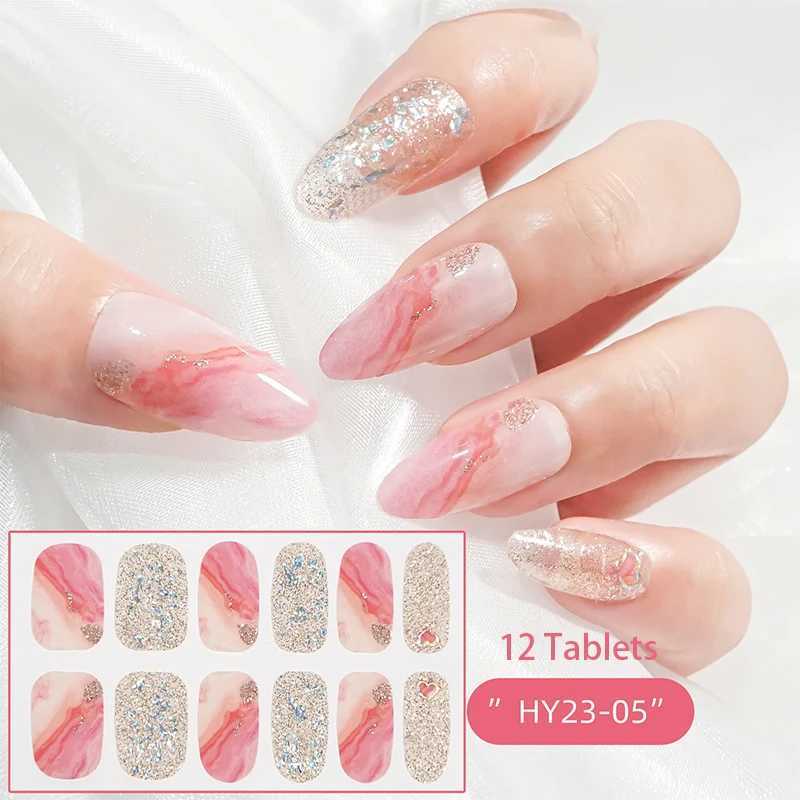 12 Tips Gel Nail Sticker Foil Glittering Nail Art Stickers Self-Adhesive Simple Gel Full Nail Wraps DIY Nail ArtXJ240814