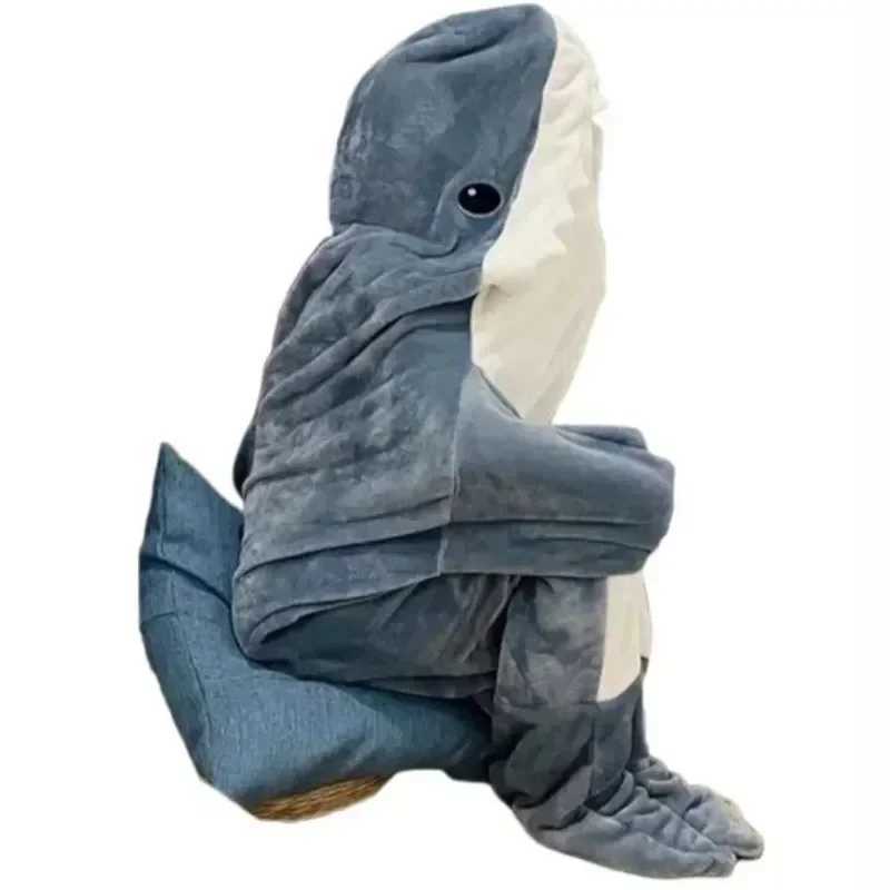 Cartoon Sleeping Bag for Children and Adults Shark Blanket Soft Cozy Fabric Mermaid Shawl Wearable Tiburon Pajamas Gift Y240815