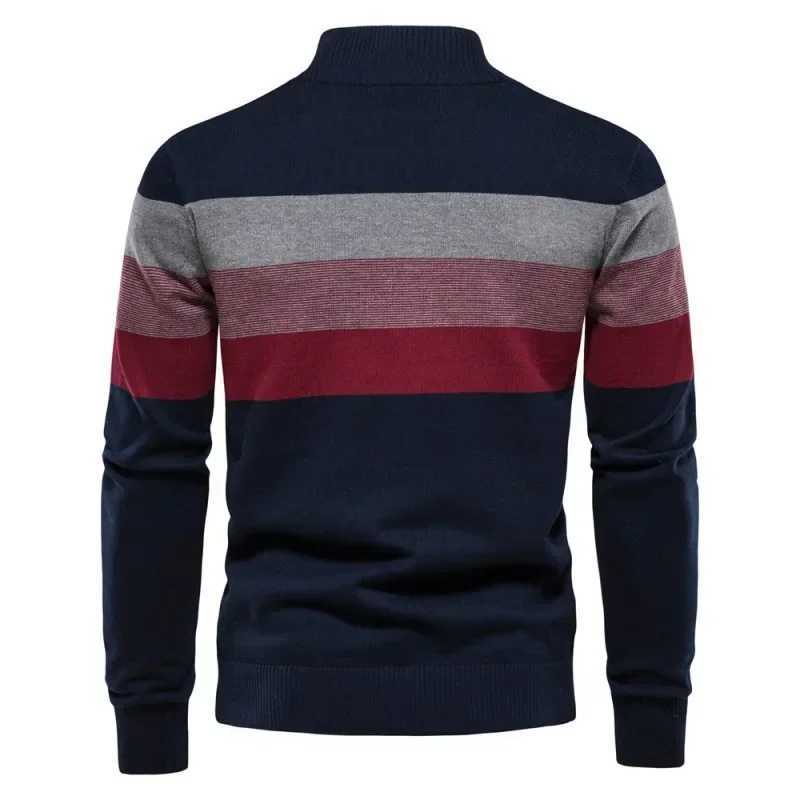 Autumn and Winter European and American Mens Standing Neck Sweater Pullover Slim Fit ElasticXJ240814