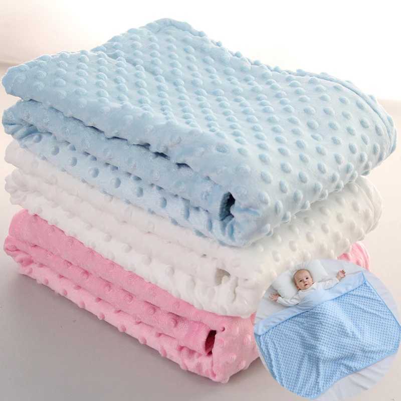 75*120CM Autumn Baby Blanket Warm Double Layer Swaddle Wrap Newborn Thermal Soft Fleece Bath Towel Baby Stroller Blanket Y240815