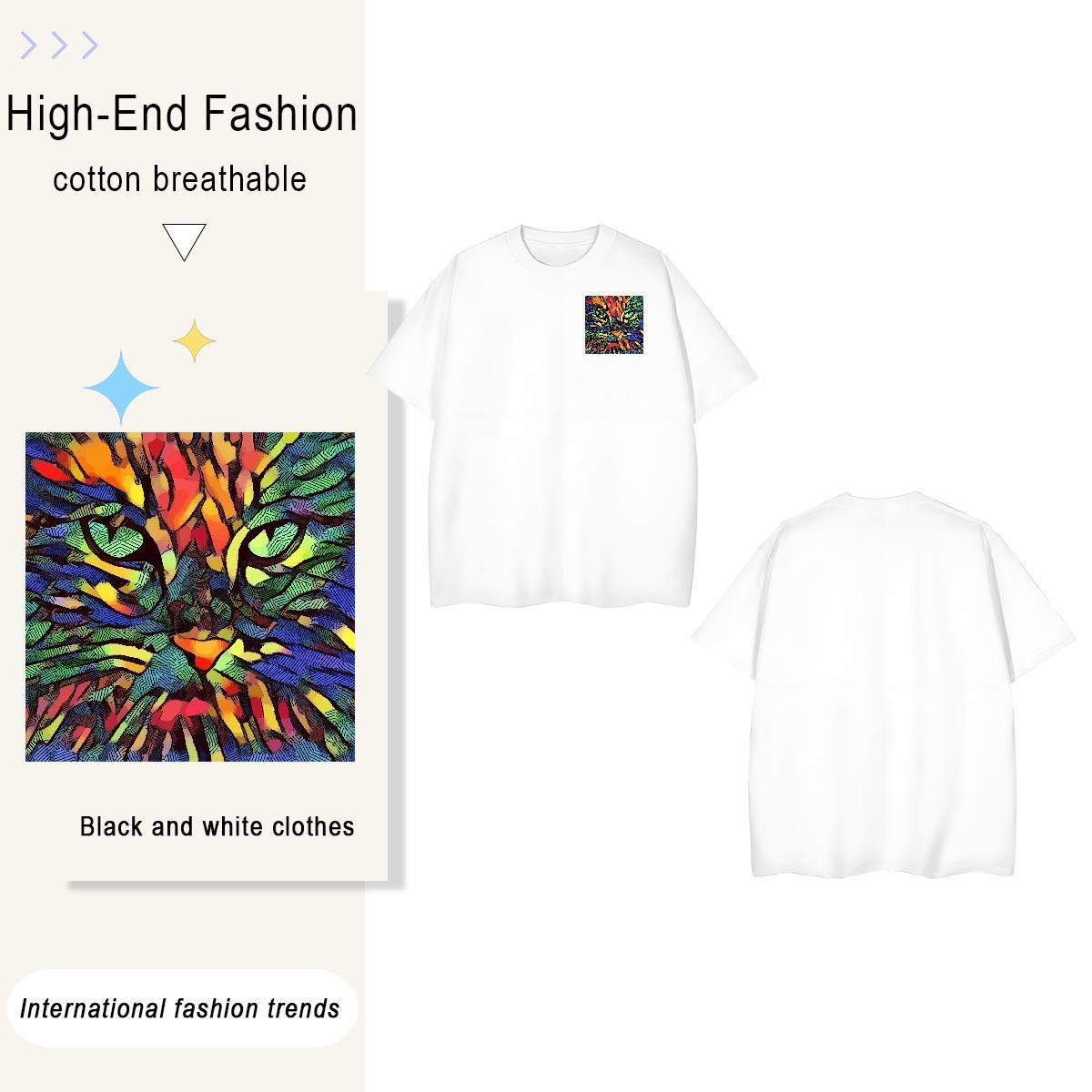 Men T Shirts 100% Cotton 230g cat Casual Crew Neck Custom Big Size Mens Tshirts New Designer Classic Tops