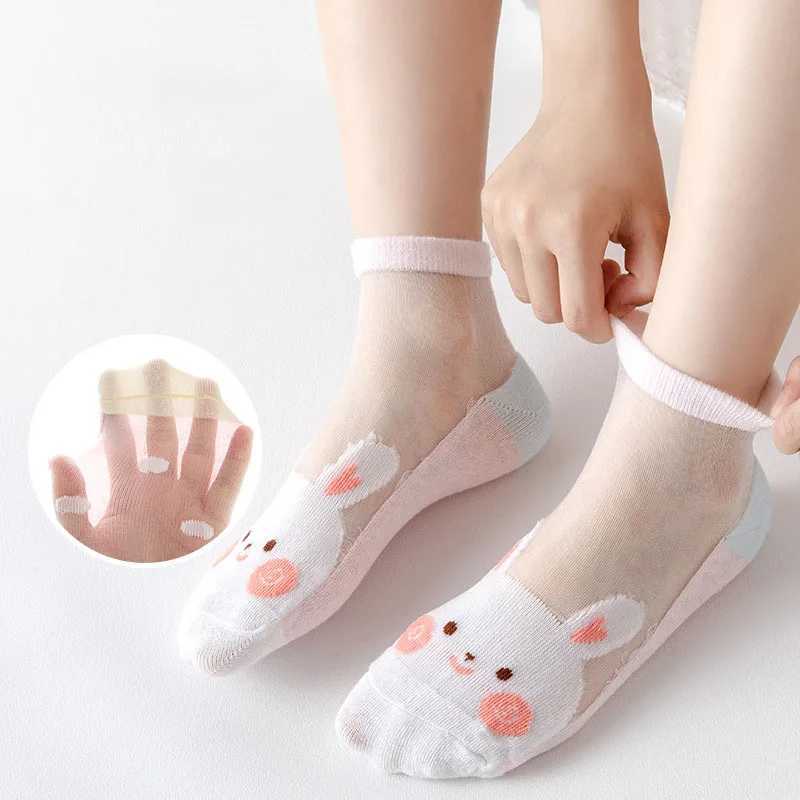 5 pairs/batch of summer soft cotton girls socks breathable childrens short ankle socks childrens lace princess net cartoon socks W240814
