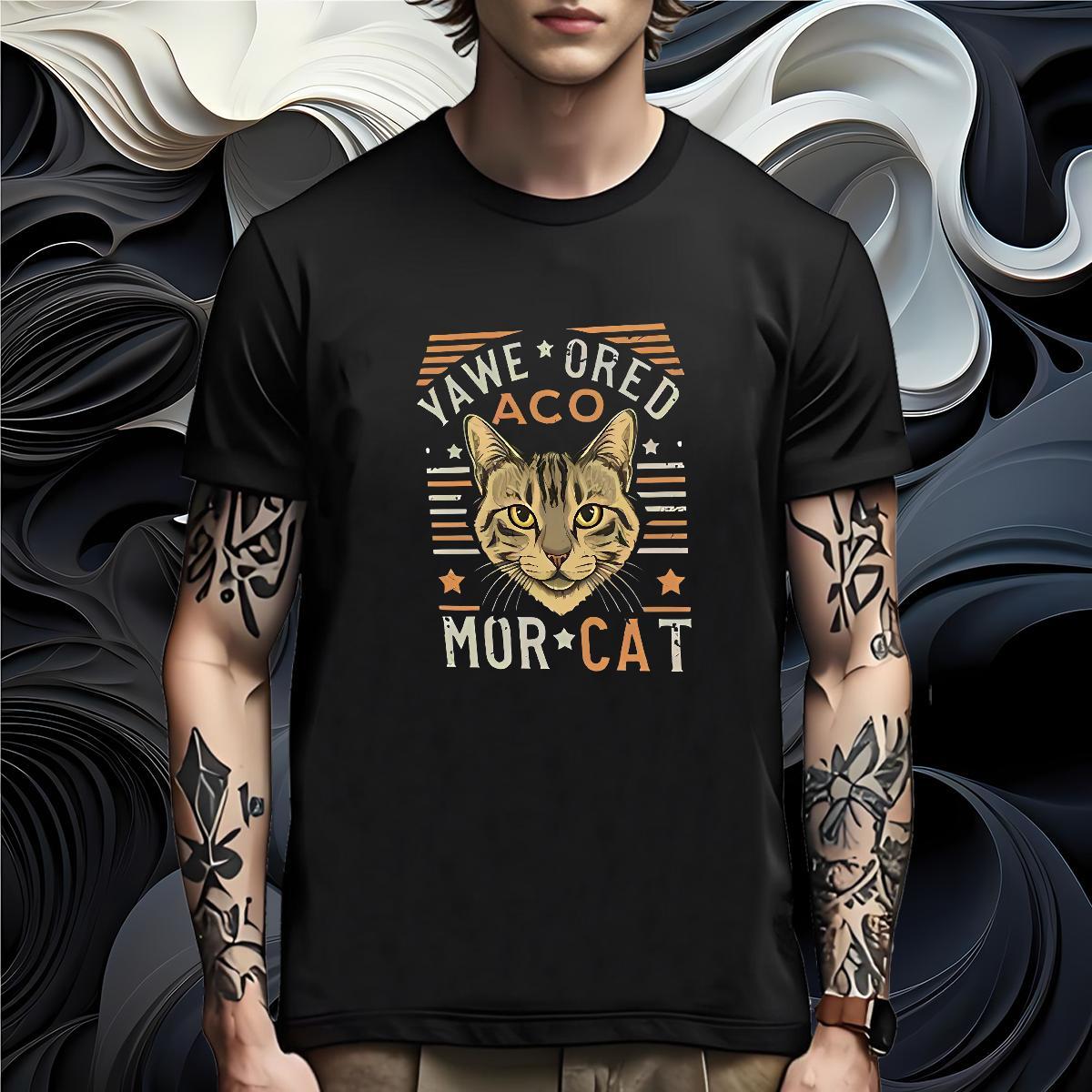 Popular T Shirts Men cat Breathable Soft Casual Custom Print Oversized 230g Cotton Men Tshirts Brand Top Tees