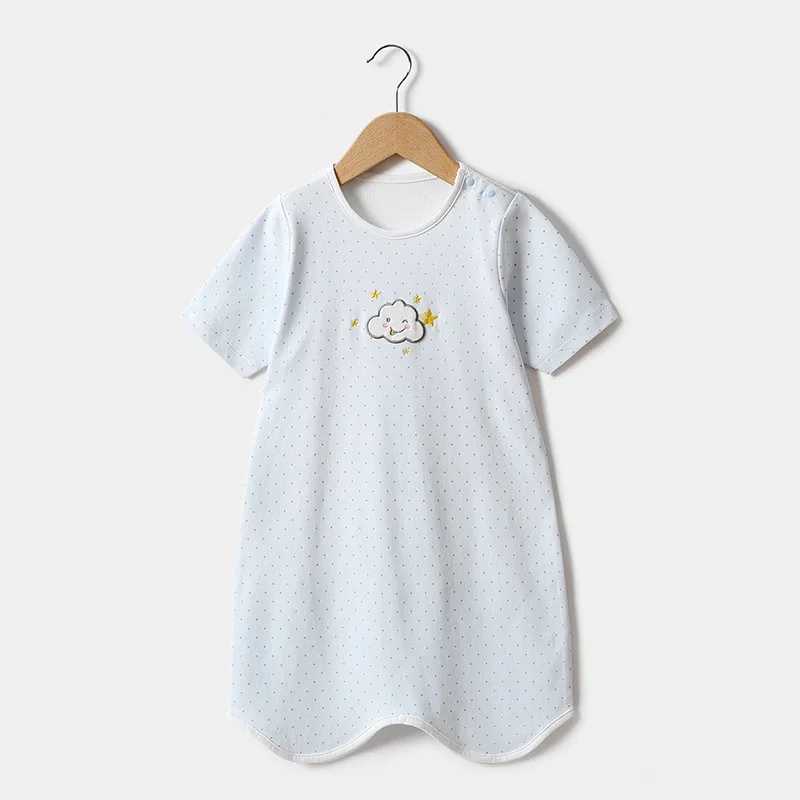 3m-3y Three-quarter Sleeve Baby Sleeping Bag Summer Skin-friendly Kids Breathable Sleeping Bag Pure Cotton Soft Infant Clothing Y240814