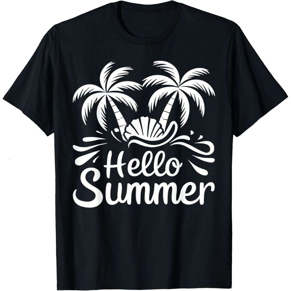 25ss T shirt for Mens Vibes Hello Summer Palm Tree Beach Vacation T-Shirt Shirts Tshirt Graphic Tee Casual Tops Short sleeve Free shipping