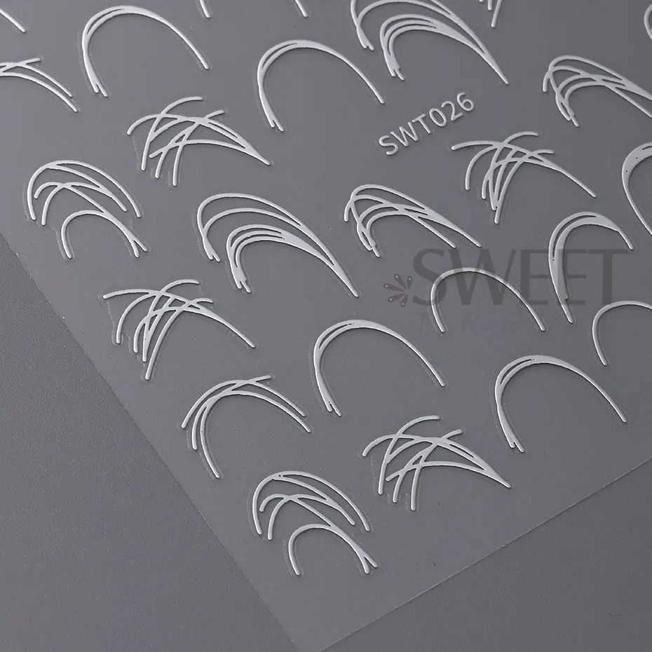 Spider Gel Line Nail Stickers Metal Silver White Irregular Graffiti Stripe Design 3D Self Adhesive Gel Polish Slider Nail DecorXJ240814