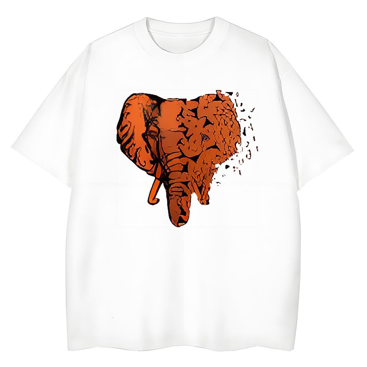 Popular T-Shirts for Men Elephant Breathable Crew Neck Casual Beach Oversized 3XL 4XL 100% Cotton 230g Men Tees 2024 DIY Tshirts