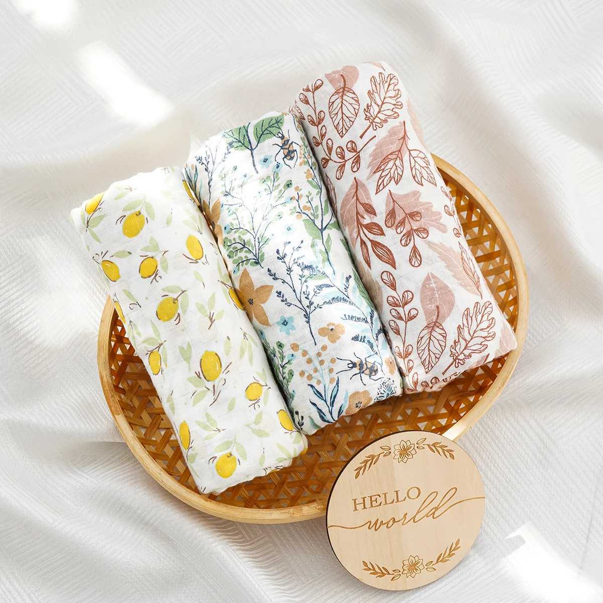 HappyFlute 3pcs/set Baby Muslin Swaddle 100% Cotton Baby Blankets Baby Wrap For Sleeping and Traveling Y240815