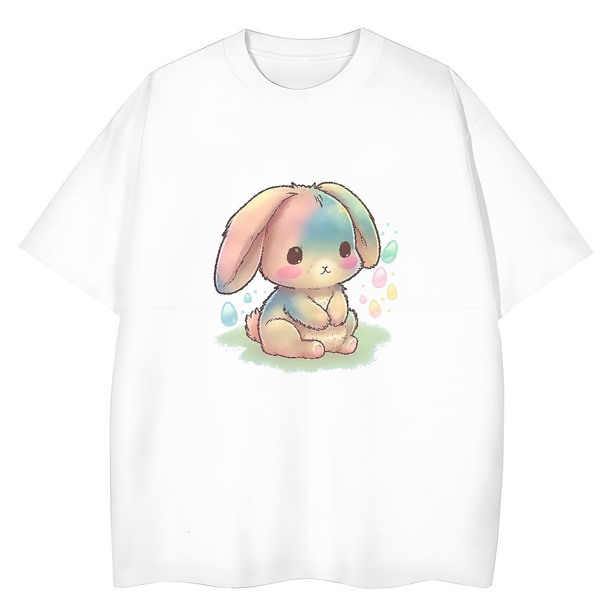 Popular Man T Shirts rabbit Crew Neck Breathable Anime Printing Street DIY Anime 230g Cotton Men Clothes T-Shirt Brand Wear