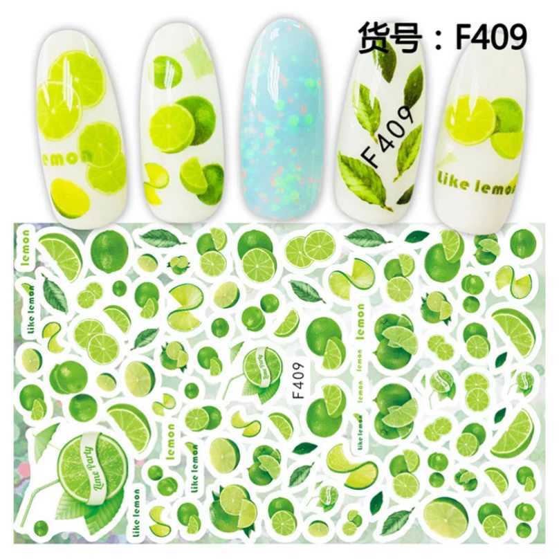 Summer Nail Art Stickers Cherry Fruit Lemon Decals Self Adhesive DIY Decals Nail Art Decoration Slider Manicure AccessoriesXJ240814
