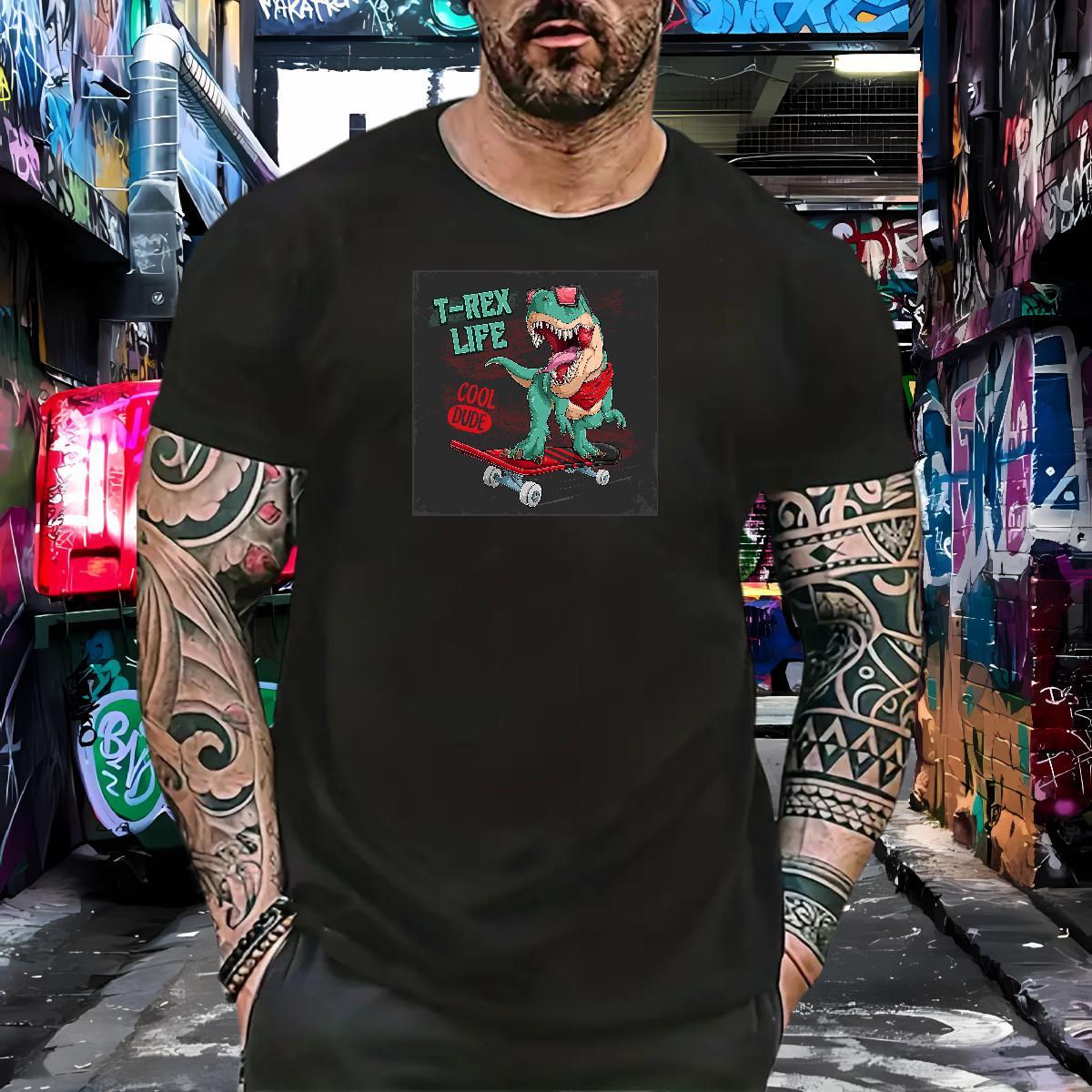 Classic Mens T Shirts dinosaur Pure Cotton Beach Skull 230g Pure Cotton Men Clothes T-Shirt Fashion Design Top Tees