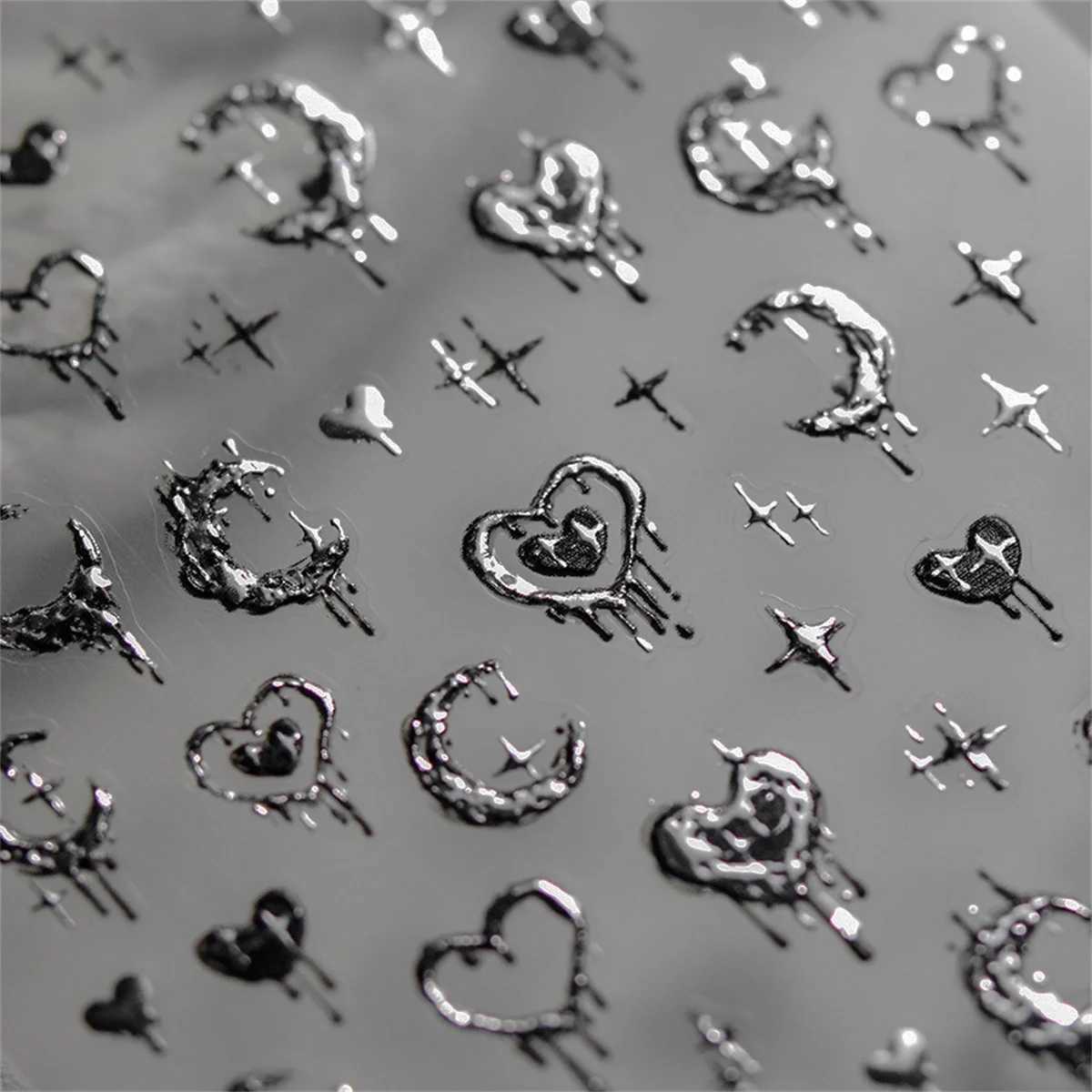 1pcs New 5D Bronzing Punk Heart Moon Nail Art Charms Gothic Star Adhesive Slider Press on Nail Decoration Decals Accessories DIYXJ240814