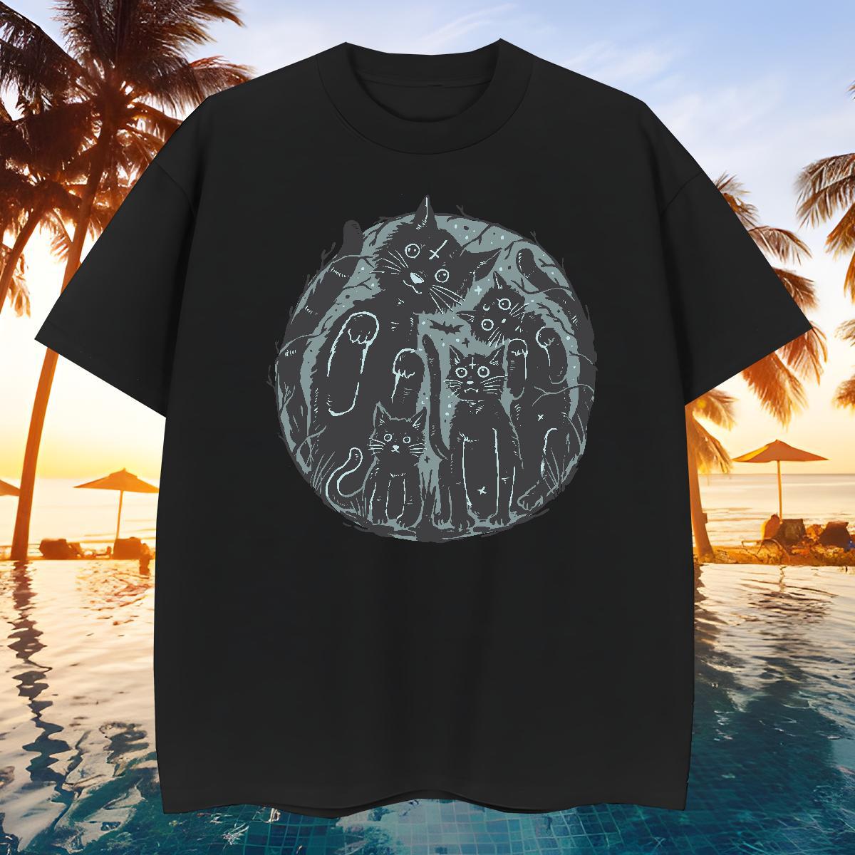 Designer T-Shirts for Men cat Breathable Short Sleeve Street Asian Size 100% Cotton 230g Tshirts DIY Customized Tops