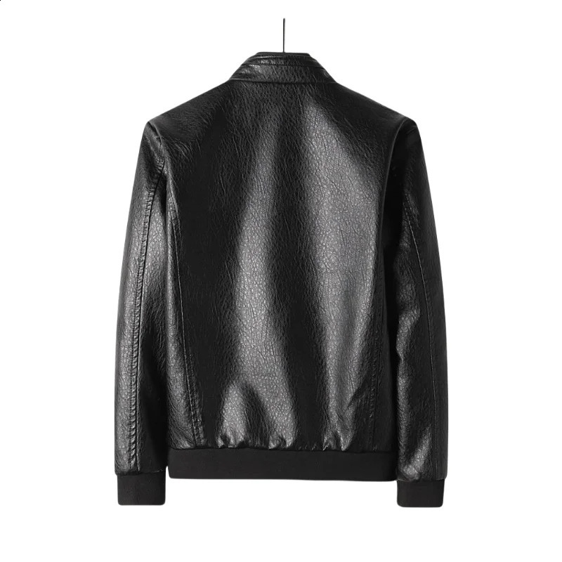 Large Size Mens Simple Leather Coat Leather Biker Jacket 240814