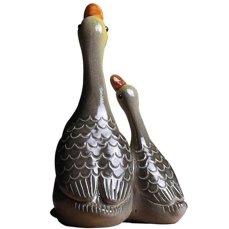 Discolor Handmade Purple Clay Duck Tea Pet Figurines Swan Tea Ceremony A Tea Set Gift Zen Change Color Accessories AnimalXJ240814